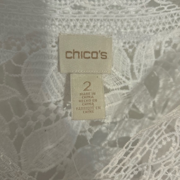 Chico's White Sheer Lace Cutout Sleeve Blouse size 2 /L - Picture 8 of 16